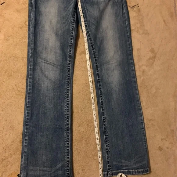 💙 Petrol Blue Boot Cut Jeans with Embellished Pockets 💙 - Picture 9 of 9